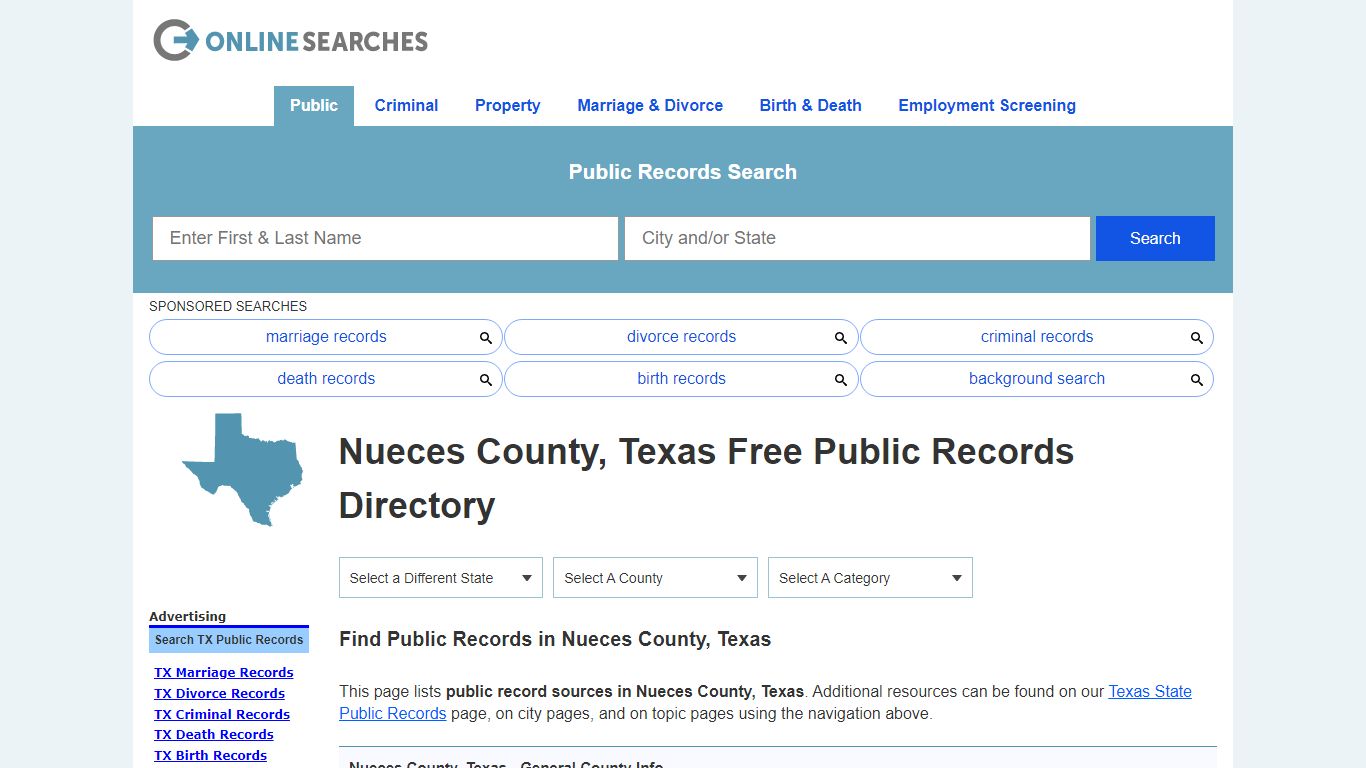 Nueces County, Texas Public Records Directory